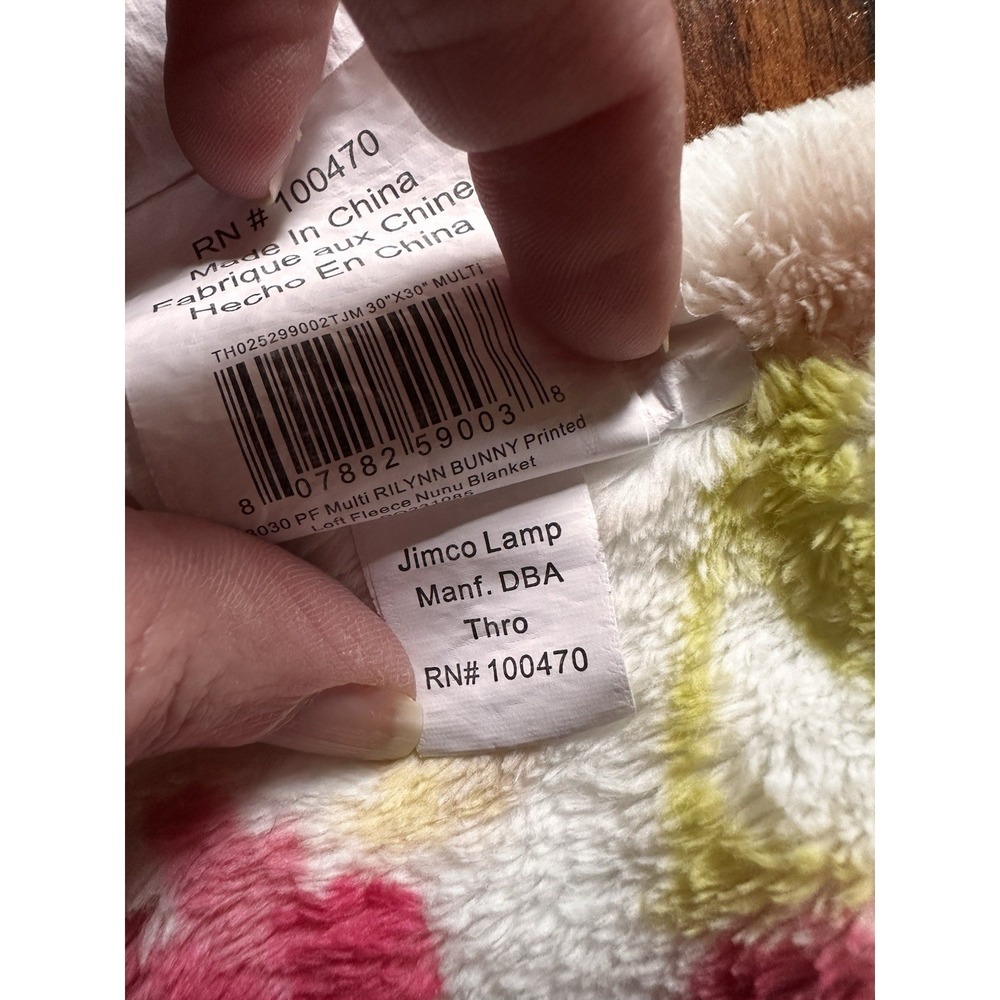 Baby Thro Rilynn Bunny Rabbit Floral Lovey Security Blanket Oversized 30x30 RARE - Picture 4 of 11